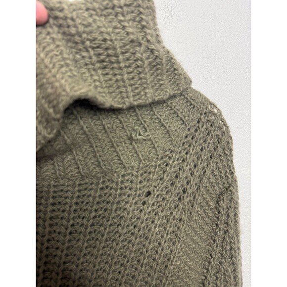 Banana Republic Sz M Chunky Mixed Stitch Turtleneck Sweater Tigers Eye Green - Picture 7 of 12